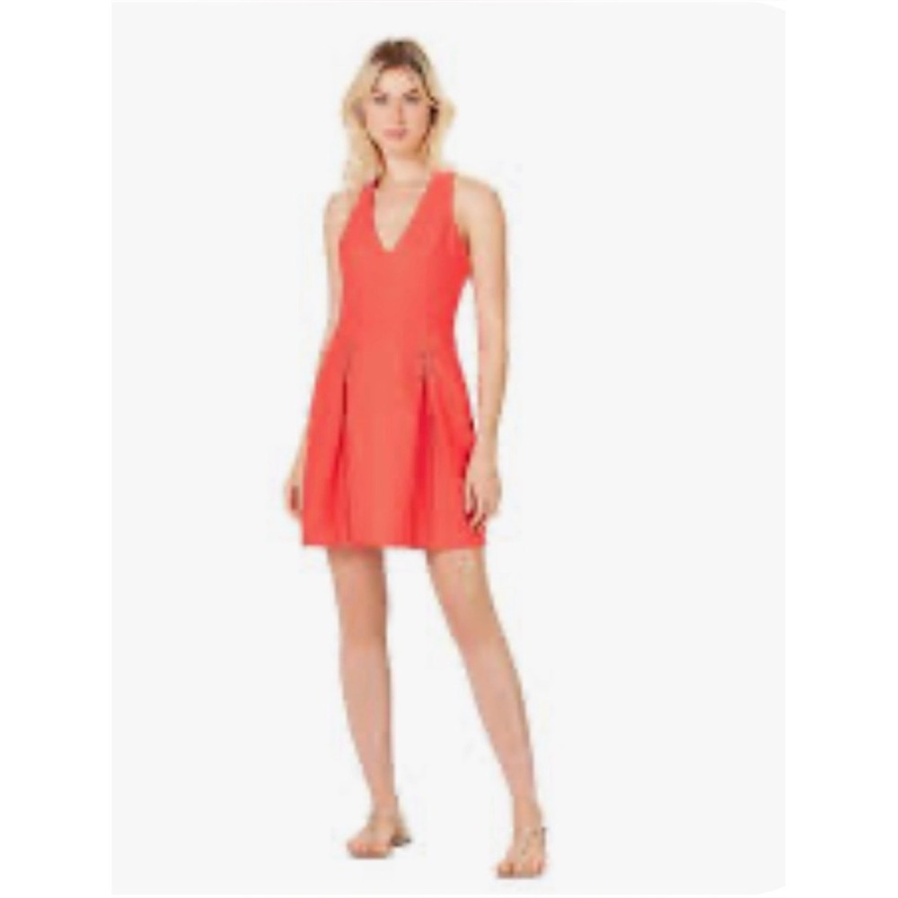 Hering Lace-Up Linen Blend Mini Dress, Womens 38/28 Orange